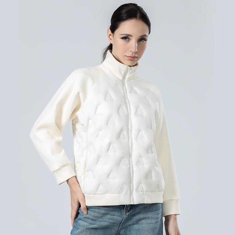 ダウンジャケット レディース 秋冬 ファッション ショート丈 シンプル 防寒 保温 スタンドカラー アウター ポリエステル 無地 長袖 ホワイト ブラック M L XL XXL