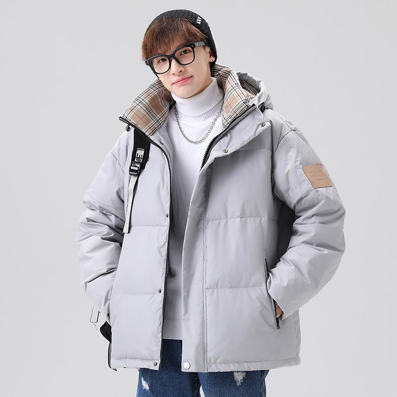 アウター メンズ レディース ダウンジャケット 秋冬 ペア 厚手 防寒 撥水 フード付き 黒 グレー カーキ ポリエステル ゆったり