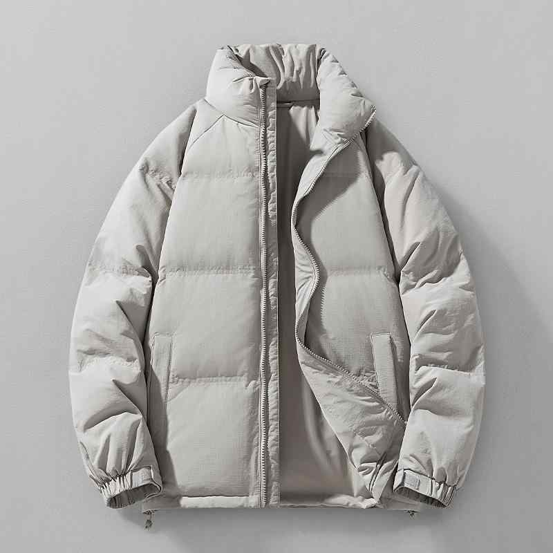 羽绒服 メンズ 男性用 立襟 無地 厚手 防寒 90% ホワイトダックダウン 暖かい ルーズフィット 軽暖 冬 浅灰色 深灰色 黒