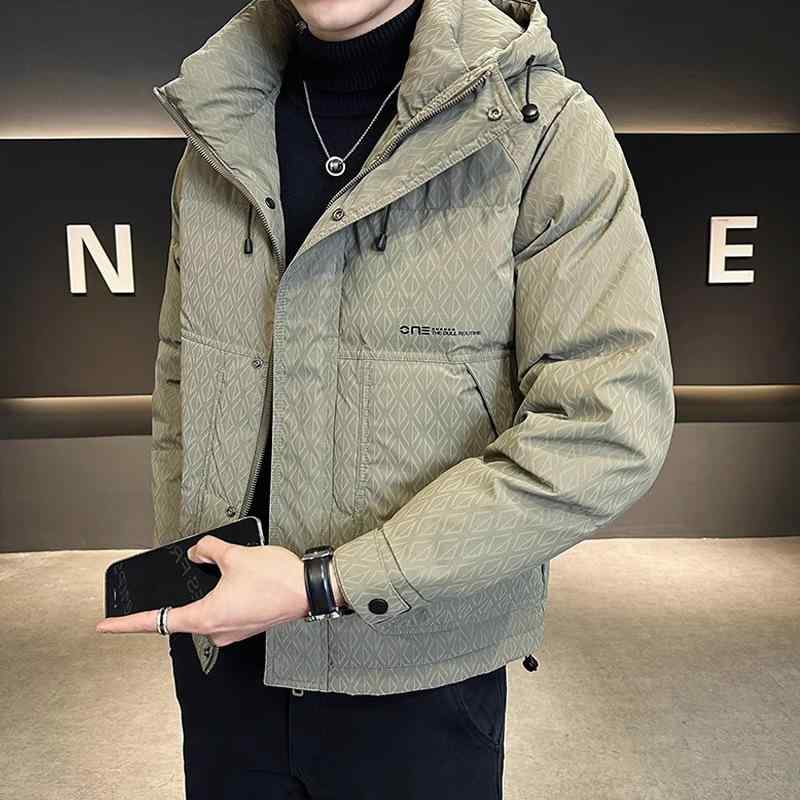 羽绒服 メンズ ショート丈 フード付き ダウンジャケット 冬 防寒 軽量 暖かい スポーティー カジュアル 黒 緑 コーデュロイ