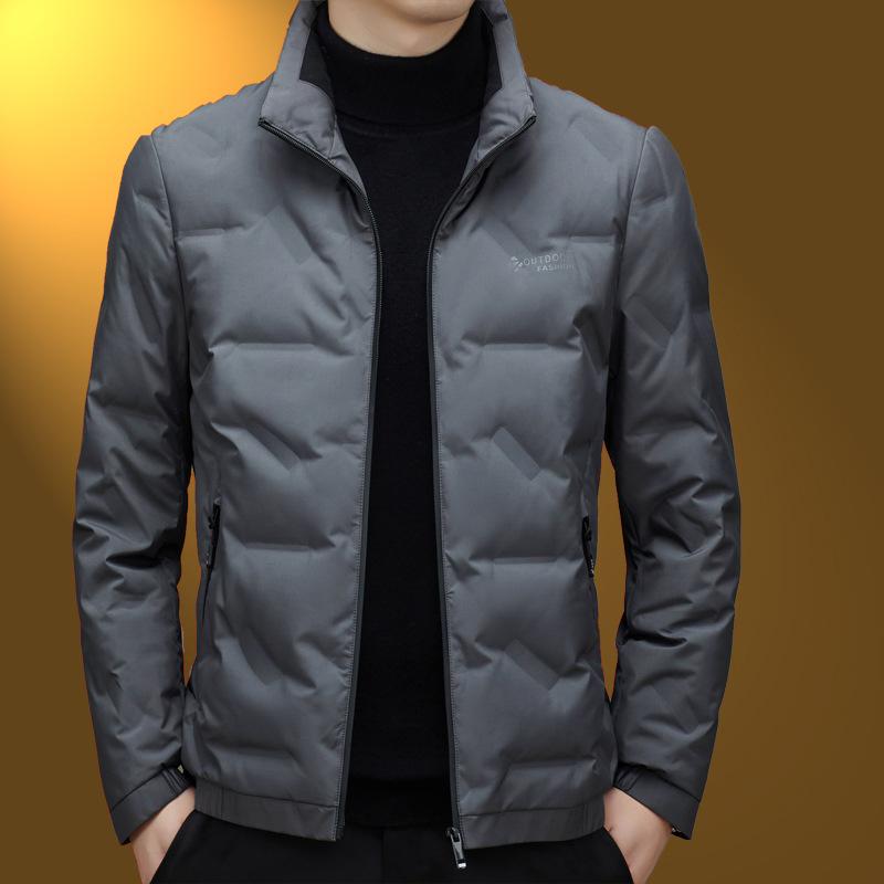 羽絨服 メンズ 男性用 黒 金 アウター 白ダックダウン 中綿 厚手 防寒 青年