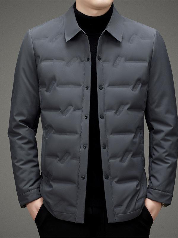 ダウンジャケット メンズ 男性用 冬季 ビジネス ショート アウター 白ダックダウン 90%以上 保温 防寒 防水 防シワ 墨緑 深青 灰色 黒 ポリエステル M L XL 2XL 3XL 4XL