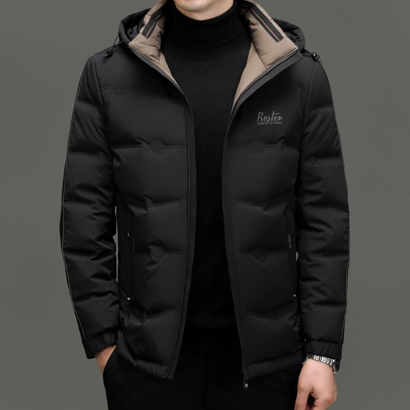 ダウンジャケット メンズ 男性用 ショート丈 軽量 防寒 中綿入り アウター ブルゾン 秋冬 立襟 灰色 黒色 焦糖色 紺色