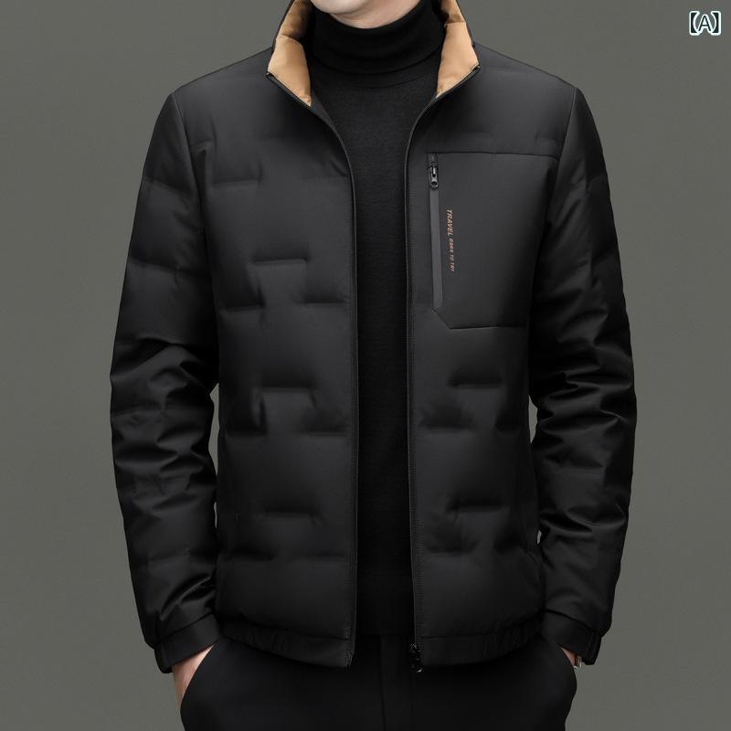 羽绒服 メンズ 男性用 ショート丈 ライトダウンジャケット 立襟 防風 撥水 防寒 アウター 通勤 普段使い 黒 赤 青 緑 M L XL 2XL 3XL 4XL 冬