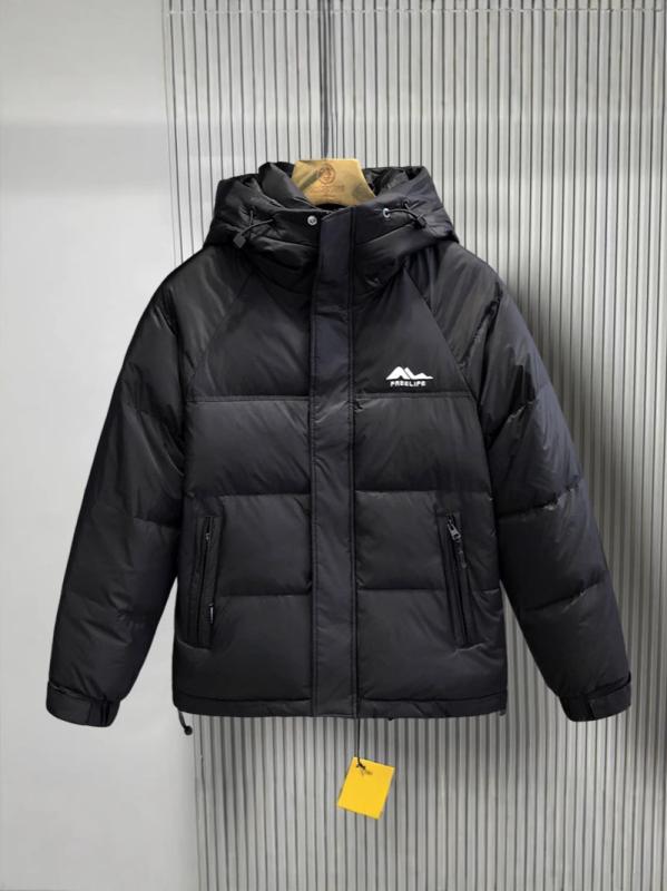 羽毛布団 男性用 防風 ジャケット 秋冬 短め丈 厚手 フード付き アウタートップス 防寒 保温性 ポリエ..
