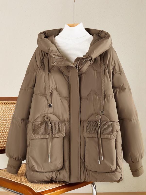 ダウンジャケット レディース フード付き 防寒 暖か ポリエステル 短め丈 アウター...