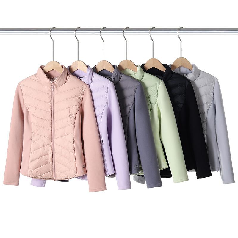 羽绒服 レディース ショート丈 ダウンジャケット 軽量 防風 撥水 保温 トップス 秋冬 スリム 上着 カジュアル ポケット付き ブラック アイボリー カーキ ピンク系 パープル