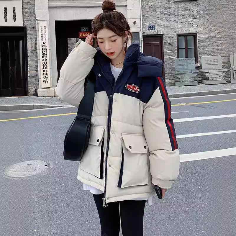 ダウンジャケット レディース ゆったり 防寒 あったか ポリエステル 長袖 フード付き オフホワイト ピンク ネイビー S M L XL 2XL
