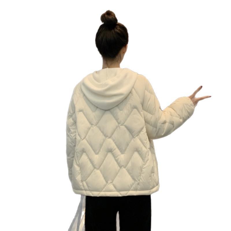 羽毛 ダウンジャケット レディース 秋冬 ショート丈 ひし形 キルティング ラウンドネック ライトダウン インナーダウン カジュアル ゆったり 白ダックダウン 軽め アウター 普段使い ミルクティーブラウン オフホワイト ブラック