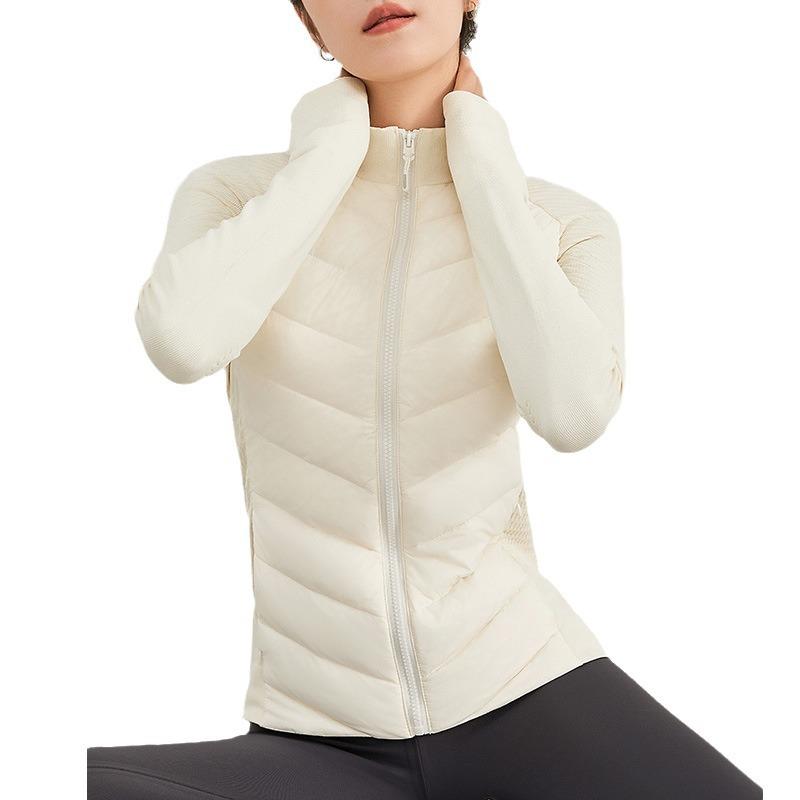 羽绒服 レディース アウトドア スポーツ ヨガ 80%グースダウン トップス ショート丈 スリムフィット 動感ブラック エレガントホワイト シャンパンカラー パープル M L XL XXL XXXL 長袖 ハーフハイネック 厚手