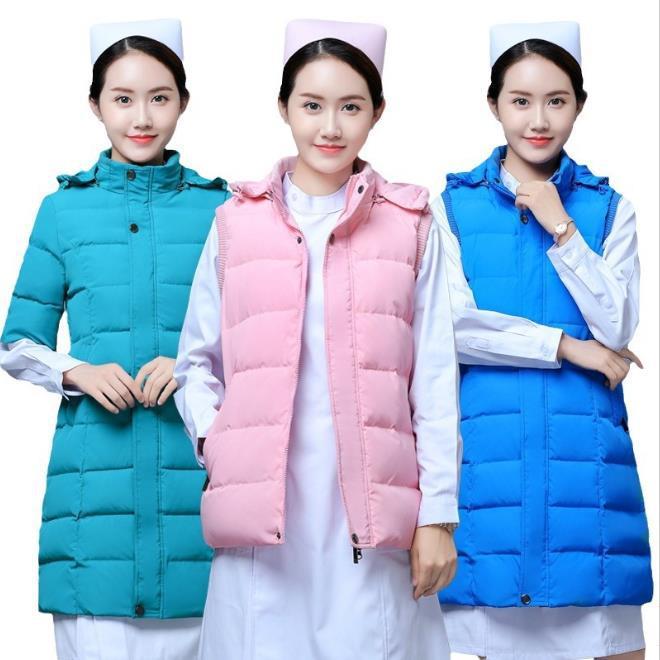 ダウンベスト レディース 冬 白ダックダウン 看護師 病院 美容院 エステ サロン 医師 医療 事務 作業着 中綿 防寒 あったか 暖かい 冷え対策 ワークウェア