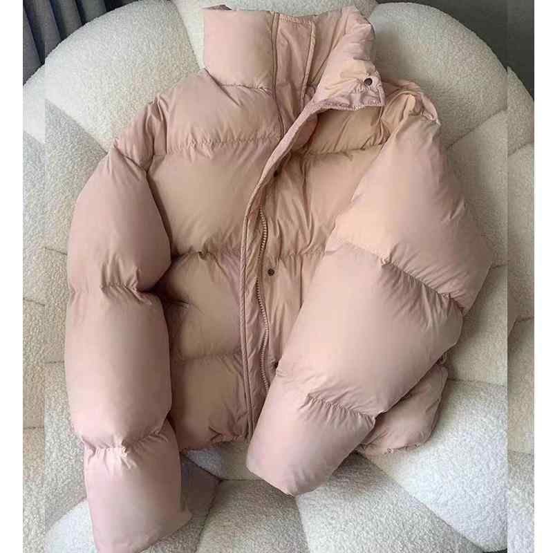 ダウンジャケット レディース ショート丈 ダウン風ジャケット ゆったり 厚手 防寒 あったか アウター トップス 長袖 無地 ホワイト ブラック ピンク系 カーキ パープル 秋冬