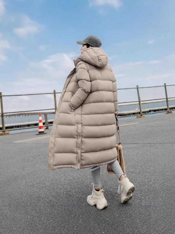 ダウンジャケット レディース 秋冬 ロング丈 フード付き 厚手 あったか ミラード色 アウター 白鹅ダウ..