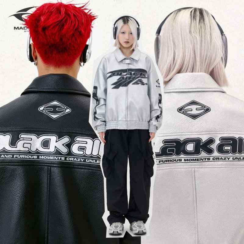 ジャケット 男性用 レトロ ストリート PUレザー ライチ柄 フェイクレザー ブルゾン アウター 黒 ブラッ..