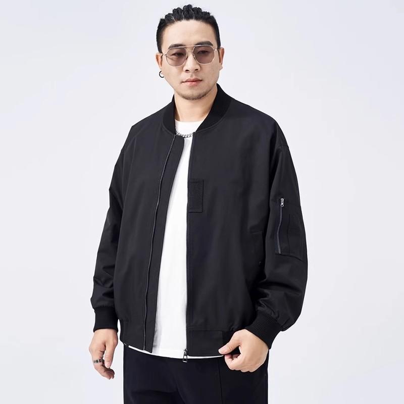 ジャケット 男性用 ブルゾン ゆったりサイズ 春秋 防風 ポリエステル 無地 スタンドカラー ミリタリー ..