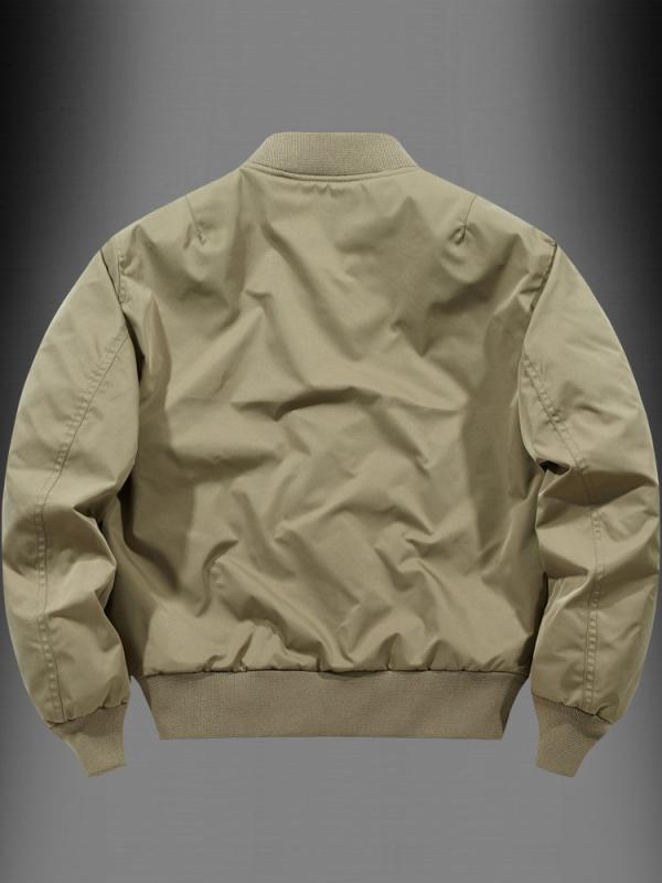 ジャケット メンズ 秋冬 立襟 ミリタリー フライトジャケット 男性用 カジュアル ゆったり 野球服 アウター ジャンパー カーキ色 緑色 ブラック(4.0)