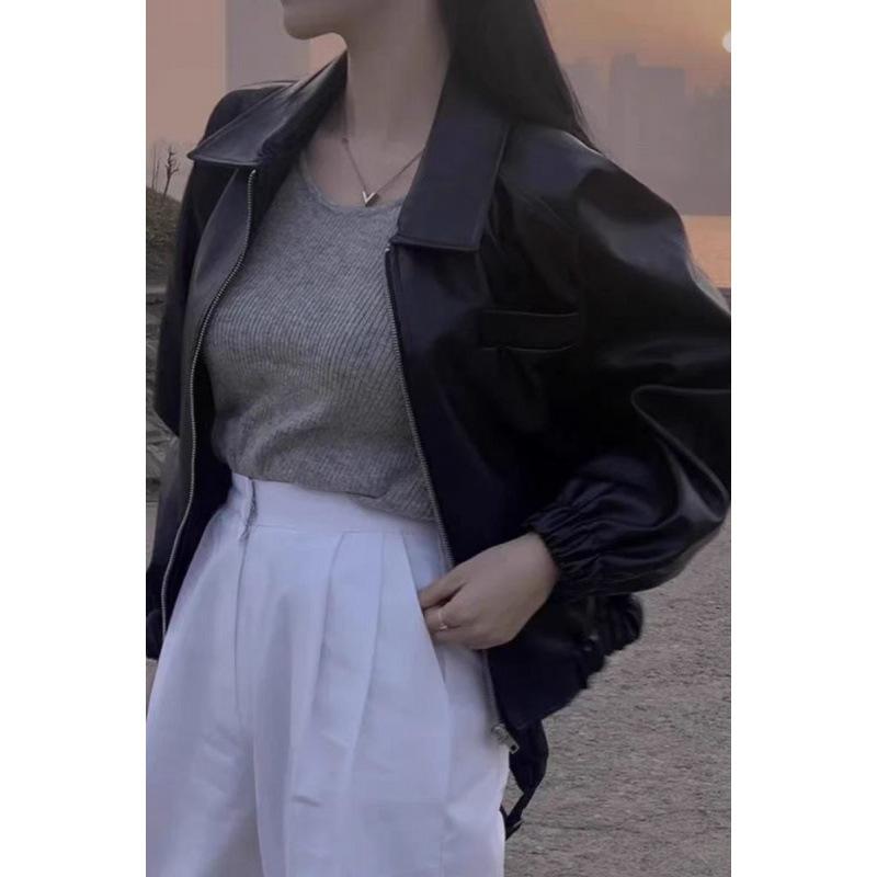 ジャケット レディース 春物 レザージャケット ショート丈 長袖 襟付き アウター 黒 白 ピンク系 カジ..