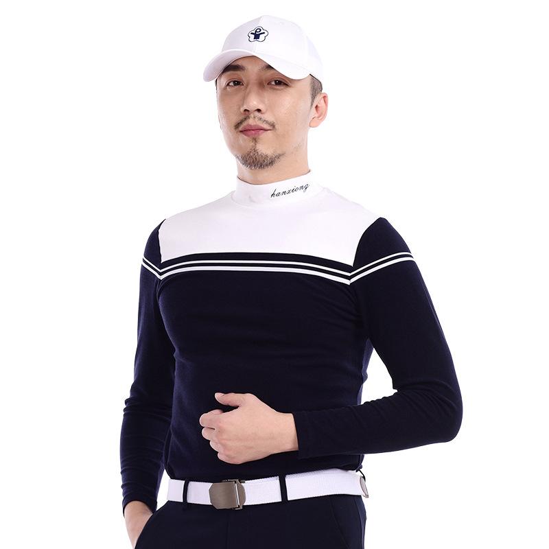 ゴルフウェア 男性用 スポーツウェア 長袖 コットン 紺色 ネイビー ホワイト ゴルフ ランニング 普段使い 運動着