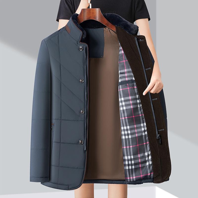 メンズ ダウン風ジャケット ビジネス カジュアル 冬服 中綿 ポリエステル 立ち襟 脱着可能