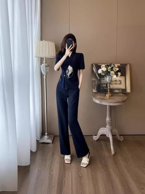 スーツ レディース 半袖 高見え 仕事着 事務服 テーラードジャケット パンツ フォーマル オフィススタイル ポリエステル 粘胶纤维 ブラック ベージュ ブルー S M L XL 2XL 3XL