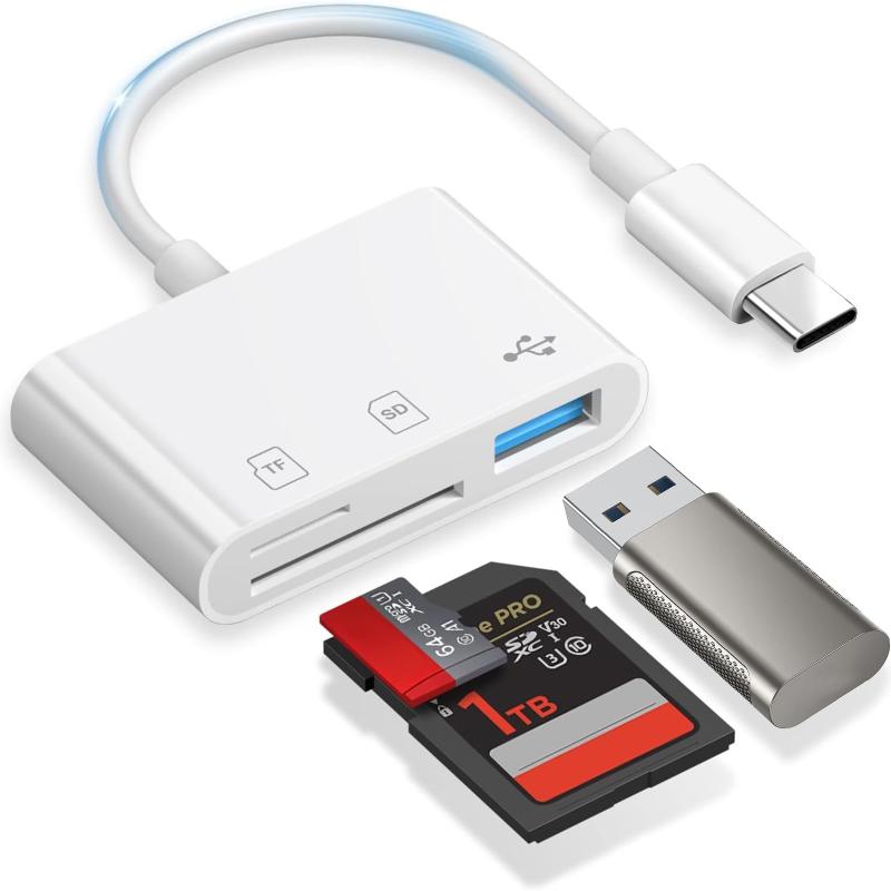 SD カードリーダー type-c メモリ/カメラ/TF カードリーダー 3in1 USB/SD/TF変換アダプタ 設定不要 OTG機能 双方向転送 高速写真/ビデオ 高速伝送 iPhone15/16/MacBook/PC/Galaxy/Chromebo