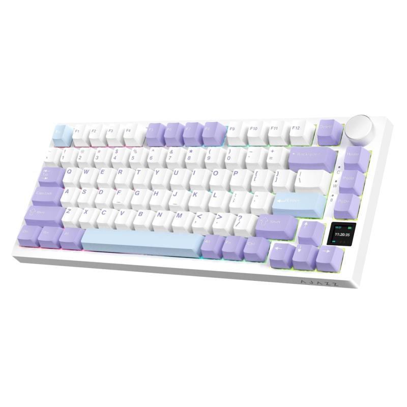 ×ATTACK KR AK820 ゲーミングキーボード3モード メカニカル RGBホットスワップ対応ノブ付きTFTスクリーン ワイヤレス2.4Ghz/ Bluetooth 5.1/有線 Pキーキャップ Gasket構造4000仕事用/Windows Vi