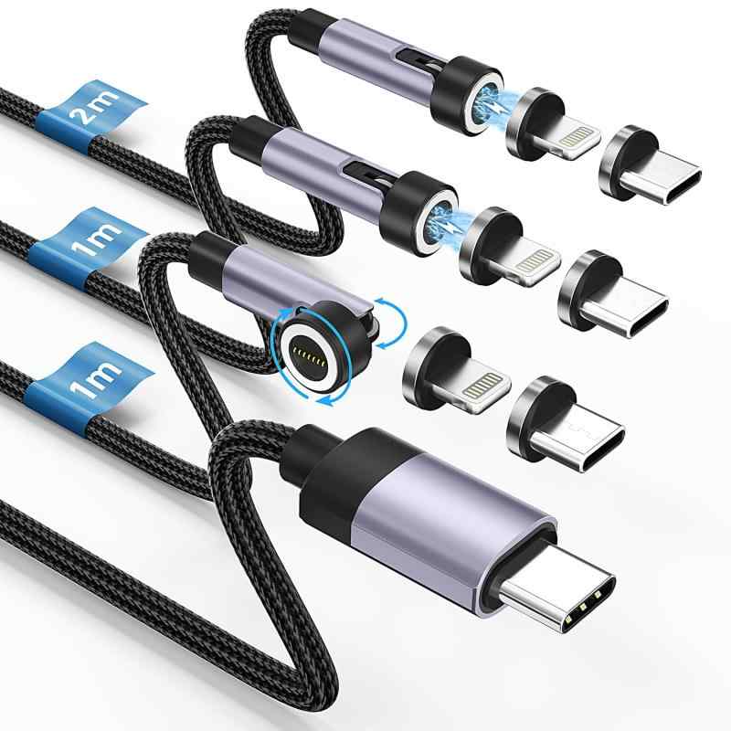 マグネット 充電ケーブル 60W PD対応 7ピン 3本セット/0.5m+1m+2m