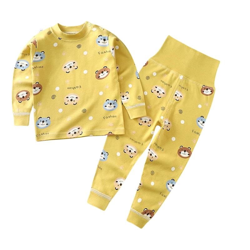 [] 子供服専門店 パジャマ ベビー服 子供服 上下セット 2点セット ルームウェア 女の子 男の子 腹巻き付き 長袖 長ズボン 薄手 柔らかい コットン 可愛い 春秋 1～6歳 80 90 100 110 120c