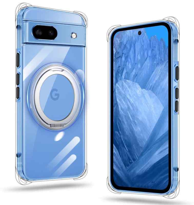 For ケース クリア リング付き 静音360°回転スタンド 縦横両対応 耐衝撃 カバー 軽量 薄型 人気 スマホケース 透明 TPU 四隅がエアクッション構造 車載ホルダー対応