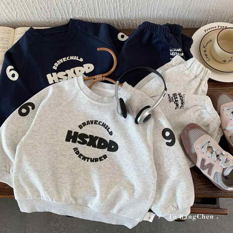 아이복 소년 셋업 긴소매 T셔츠 긴 바지 2점 세트 한국풍 캐주얼 스포티 코튼 소재 가을 평상시 사용 통원 통학 운동회 발표회 100cm 110cm 120cm 130cm 140cm 0cm 3세 4세 5세