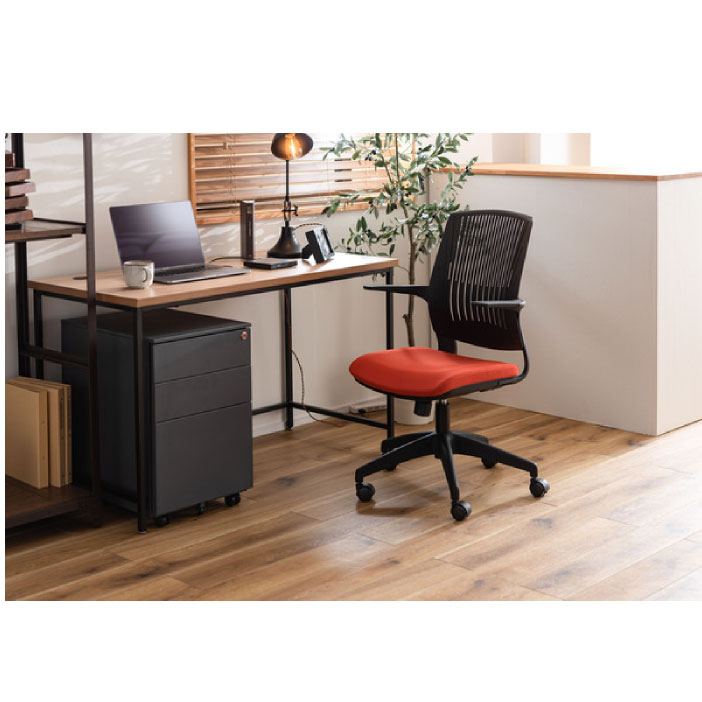 東谷 クレコ オフィスチェア オレンジ 組立式 肘付き 肘置き アームレスト TMZOFC-50TMZORB [3]