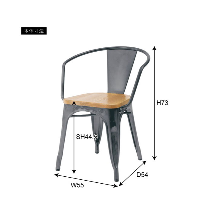 ダイニング アームチェア W55×D54×H73×SH44.5 完成品 東谷 TMZPC-263TMZSV IM-043268N ∴ [2]