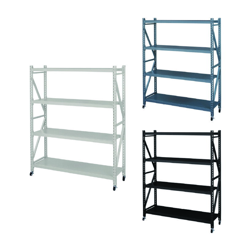 東谷 スチールラック ボルトレス オープンラック キャスター付き 幅12.9×奥行40.5×高さ15.7cm ブラック グリーン アイボリー TMZDIS-683TMZ