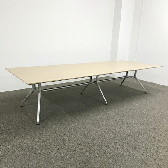 樂天商城 - 【中古】 ミーティングテーブル 要組立 DD 2枚天板 会議机 オフィステーブル 大型テーブル W3200 D1200 イトーキ ファインウォールナットL