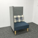 オカムラ 応接用ソファ 1人用 シェアードスペース 左パネル グレー 【中古】
