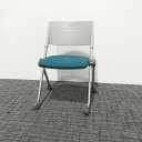 【中古】平行スタッキングチェア 肘無 クリエラ 背ヌードタイプ キャスター付 NO.2810F ライオン事務器 グリーン IS-867774B ∴