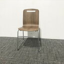 【中古】スタッキングチェア 肘無 オリバー ブラウン IS-868474B ∴ □