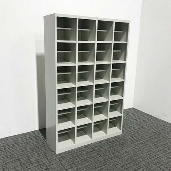 【中古】24人用シューズBOX 4列6段 オープンタイプ 中棚付 SB1600-AW ナイキ グレー LS-868601B ∴