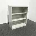 スチール書庫 オープン キャビネット オカムラ 42 ライトスモーク 天板付き 【中古】