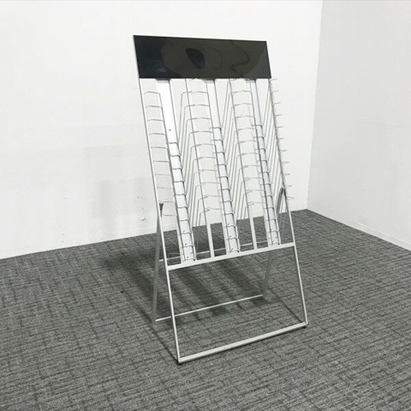 パンフレットスタンド 折りたたみ可 シルバー 【中古】