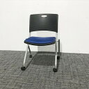 スタッキングチェア 肘無 TOKIO キャスター付 ブルー 【中古】