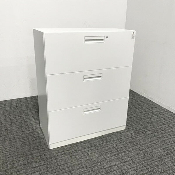 【中古】ラテラルキャビネット 3段 エディア BWU-L3A59SAWNN コクヨ ホワイト CL-869151B ∴