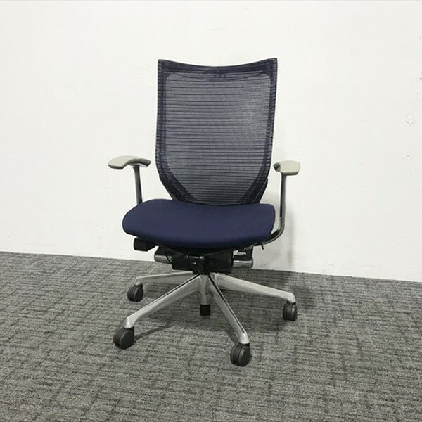 【安心！リユース保証8ヵ月付き♪】 バロンチェア ハイバック CP45BW FDF4 オカムラ ブルー IO-868734B ∴ 【中古】