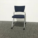 スタッキングチェア 肘無 マノス 背パッド付 キャスター付 イトーキ ブルー 【中古】