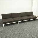 応接用ソファ ロビーチェア 4人用 コレッソ サイドテーブル付 要組立 オカムラ ブラウン 【中古】