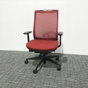コクヨ ベゼル ハンガー付 オフィスチェア レッド 肘付 【中古】