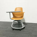 ミーティングチェア 会議椅子 肘付 steelcase スチールケース ノード テーブル メモ台付き 荷物棚付き キャスター付き オレンジ 【中古】
