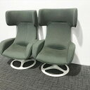 ミーティングチェア 2脚セット 肘付 ライブス パーソナルチェア ワークヴェールタイプ オカムラ グリーン 【中古】