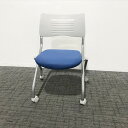 スタッキングチェア 肘無 MSC キャスター付 井上金庫 ブルー 【中古】