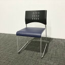 スタッキングチェア 肘無 座クッションタイプ プラス ブルー □ 【中古】